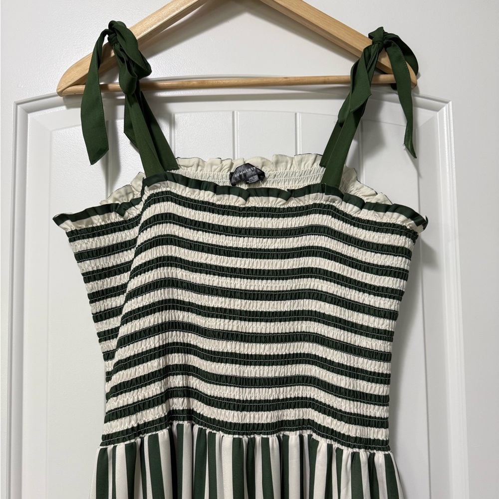 summersalt Green and White Striped Maxi Dress with Tie Straps - Picture 4 of 10